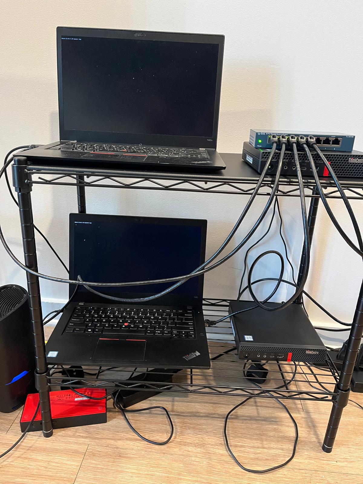 Genesis1 — Two ThinkPad masters, two ThinkCentre workers. The blog you're reading runs on this.